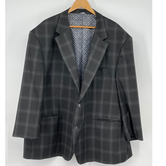 Oak Hill Premium by DXL Men's Windowpane Plaid Sport Coat Size 3XL 54R/56R